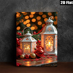 2D flat 1pc Christmas Lanterns Festive Ornaments Holiday Cheer Living Room Decor Farmhouse Style Wall Art Gift Idea Trending Now Modern Minimalist