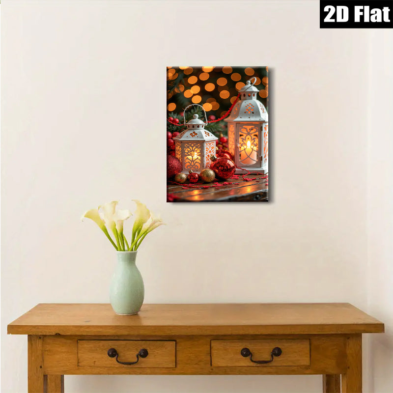 2D flat 1pc Christmas Lanterns Festive Ornaments Holiday Cheer Living Room Decor Farmhouse Style Wall Art Gift Idea Trending Now Modern Minimalist