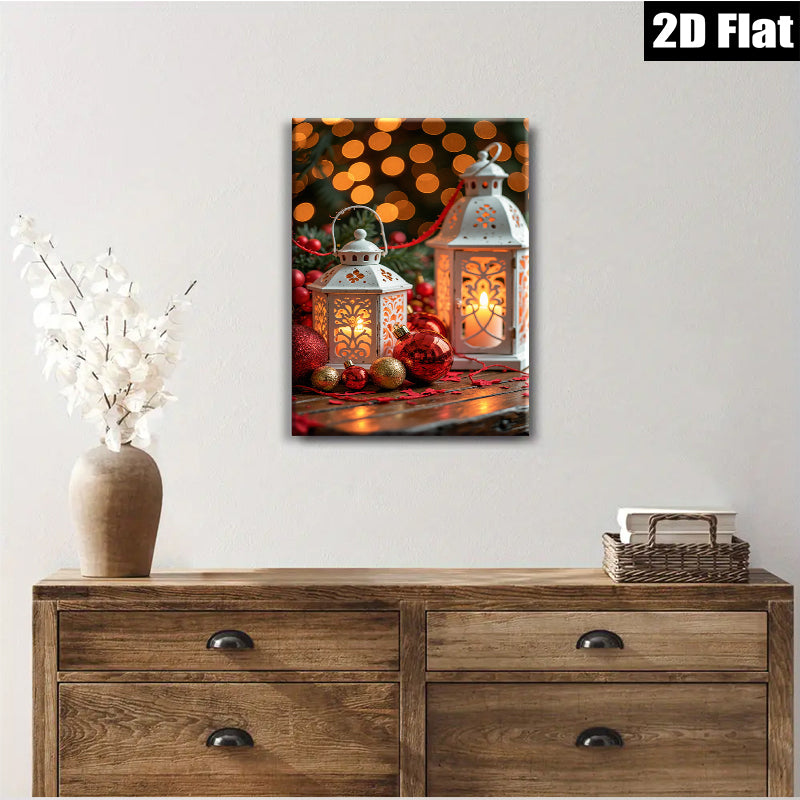 2D flat 1pc Christmas Lanterns Festive Ornaments Holiday Cheer Living Room Decor Farmhouse Style Wall Art Gift Idea Trending Now Modern Minimalist