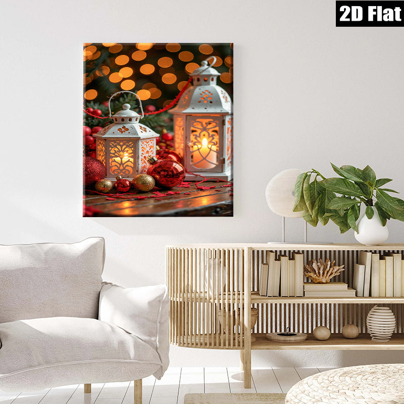 2D flat 1pc Christmas Lanterns Festive Ornaments Holiday Cheer Living Room Decor Farmhouse Style Wall Art Gift Idea Trending Now Modern Minimalist