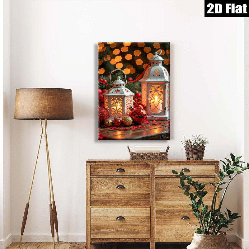 2D flat 1pc Christmas Lanterns Festive Ornaments Holiday Cheer Living Room Decor Farmhouse Style Wall Art Gift Idea Trending Now Modern Minimalist