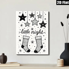 2D flat 1pc Christmas Stockings Night Sky Wall Art Prints cozy farmhouse decor living room bedroom gallery wrapped canvas modern minimalist