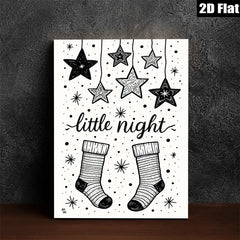 2D flat 1pc Christmas Stockings Night Sky Wall Art Prints cozy farmhouse decor living room bedroom gallery wrapped canvas modern minimalist