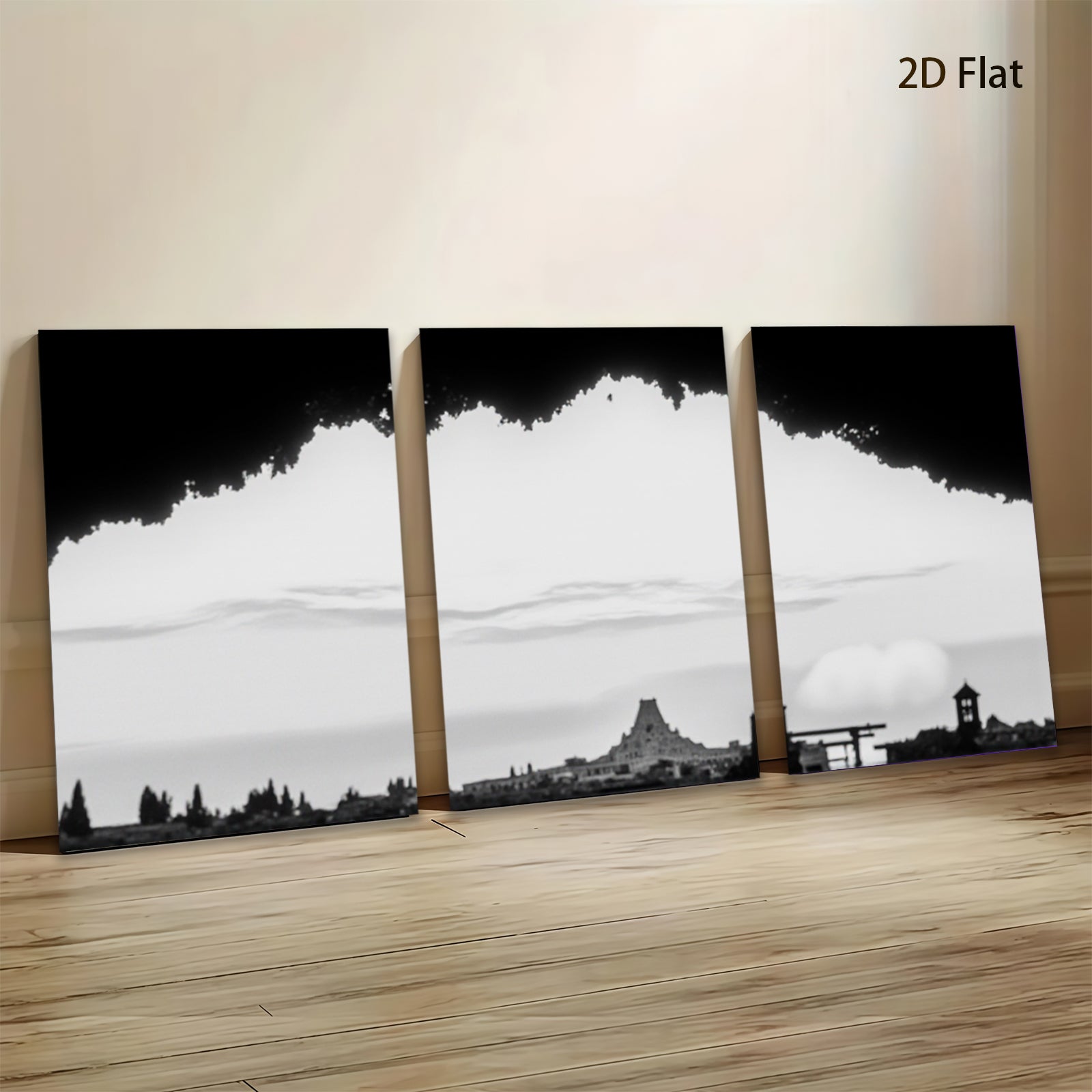 2D flat 1pc Cinderella Castle Magic Kingdom Florida Skyline Wall Art Decor for Living Room Bedroom Gallery Wrapped Canvas Prints Modern Farmhouse Decor Teal Blue