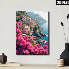 2D flat 1pc Cinque Terre Italian Riviera coastal village landscape wall art for living room bedroom home decor farmhouse style gallery wrapped canvas prints
