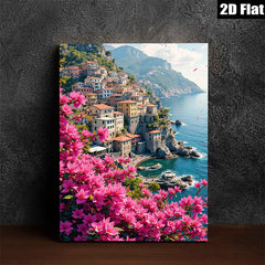2D flat 1pc Cinque Terre Italian Riviera coastal village landscape wall art for living room bedroom home decor farmhouse style gallery wrapped canvas prints
