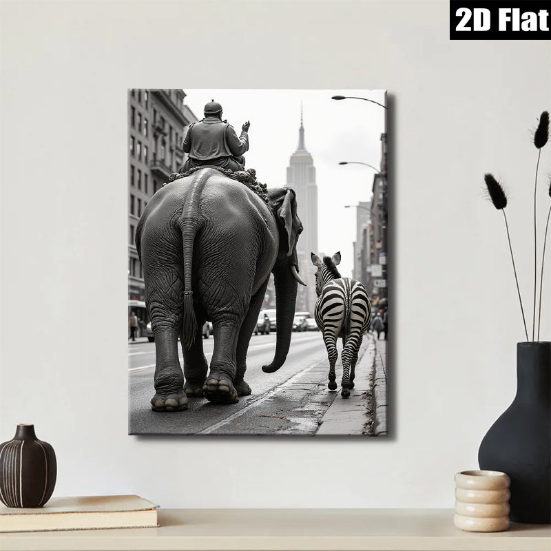 2D flat 1pc Circus Parade Whimsical City Street Art Modern Farmhouse Wall Decor Living Room Bedroom Gallery Wrapped Canvas Print