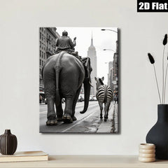 2D flat 1pc Circus Parade Whimsical City Street Art Modern Farmhouse Wall Decor Living Room Bedroom Gallery Wrapped Canvas Print