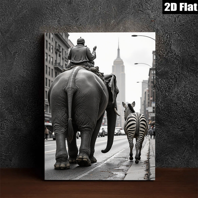 2D flat 1pc Circus Parade Whimsical City Street Art Modern Farmhouse Wall Decor Living Room Bedroom Gallery Wrapped Canvas Print