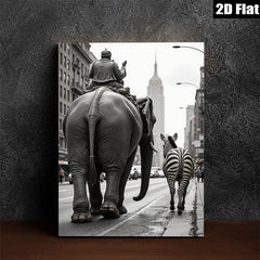 2D flat 1pc Circus Parade Whimsical City Street Art Modern Farmhouse Wall Decor Living Room Bedroom Gallery Wrapped Canvas Print