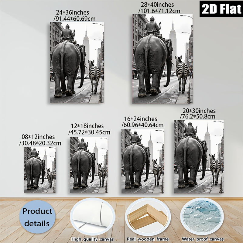 2D flat 1pc Circus Parade Whimsical City Street Art Modern Farmhouse Wall Decor Living Room Bedroom Gallery Wrapped Canvas Print