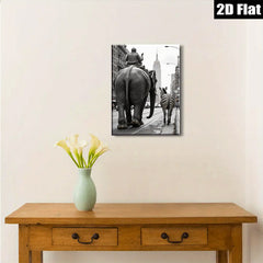2D flat 1pc Circus Parade Whimsical City Street Art Modern Farmhouse Wall Decor Living Room Bedroom Gallery Wrapped Canvas Print