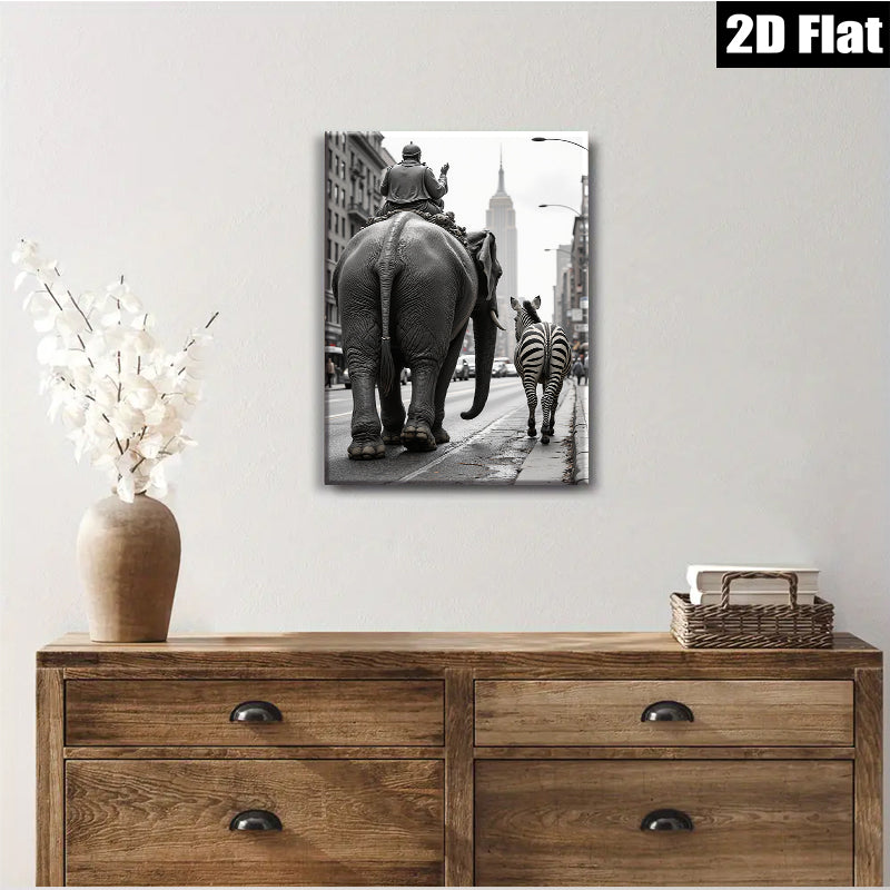 2D flat 1pc Circus Parade Whimsical City Street Art Modern Farmhouse Wall Decor Living Room Bedroom Gallery Wrapped Canvas Print