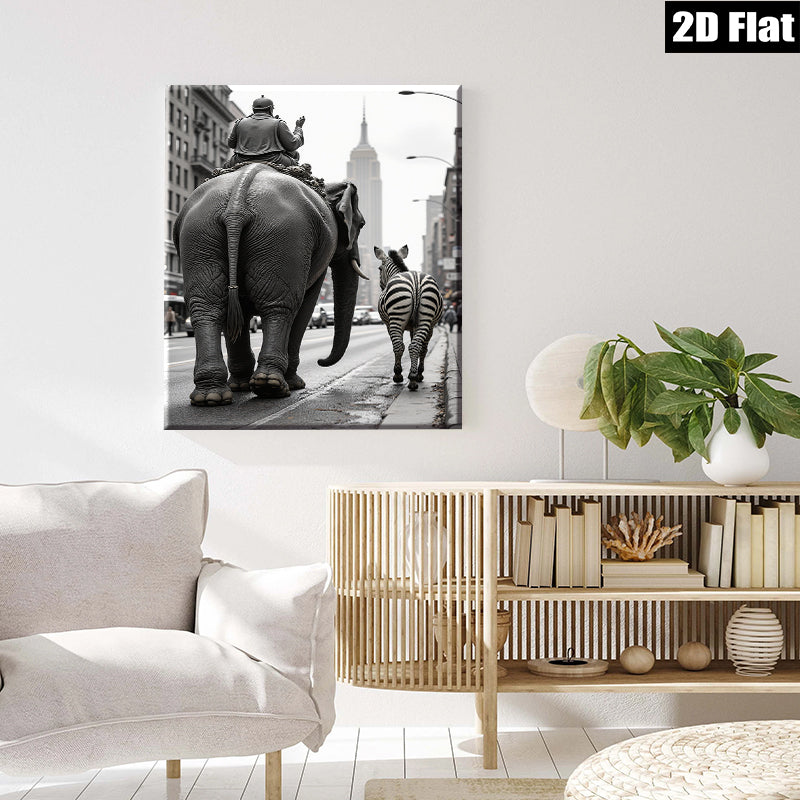 2D flat 1pc Circus Parade Whimsical City Street Art Modern Farmhouse Wall Decor Living Room Bedroom Gallery Wrapped Canvas Print