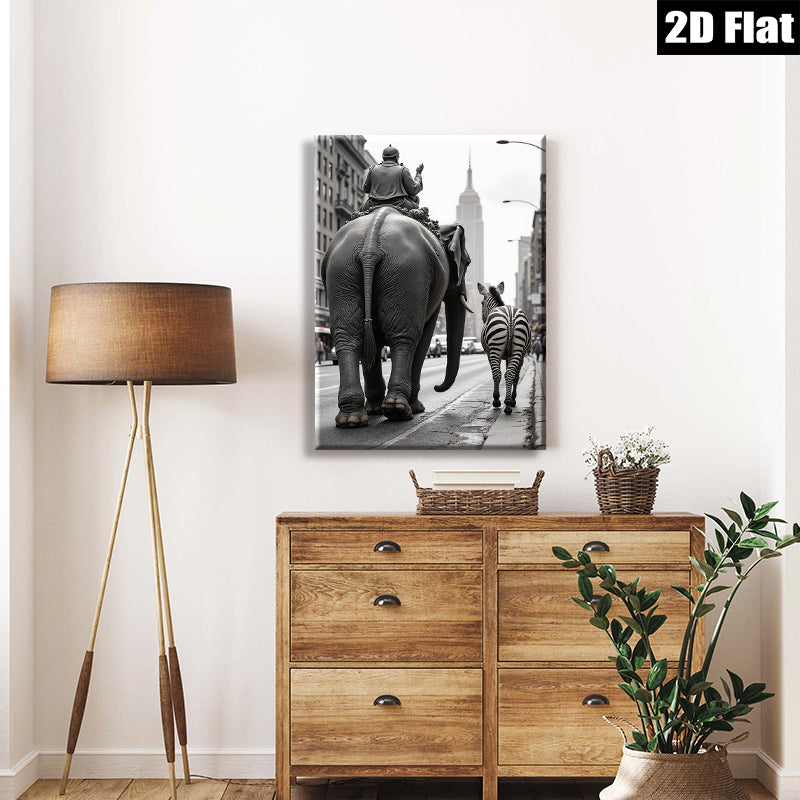 2D flat 1pc Circus Parade Whimsical City Street Art Modern Farmhouse Wall Decor Living Room Bedroom Gallery Wrapped Canvas Print