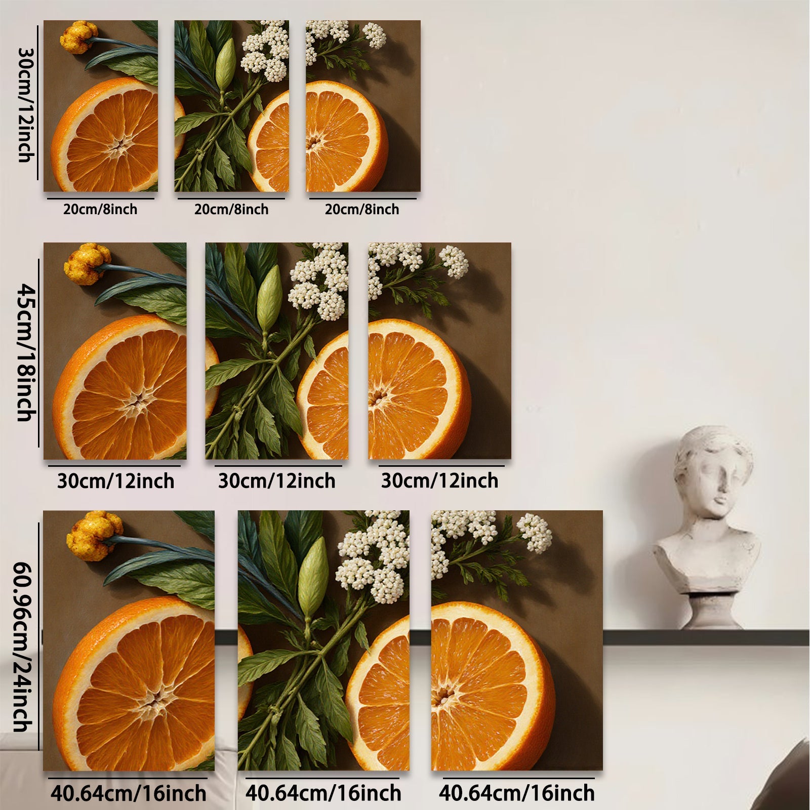 2D flat 1pc Citrus Bloom Still Life botanical wall art modern farmhouse kitchen dining room decor gallery wrapped canvas prints