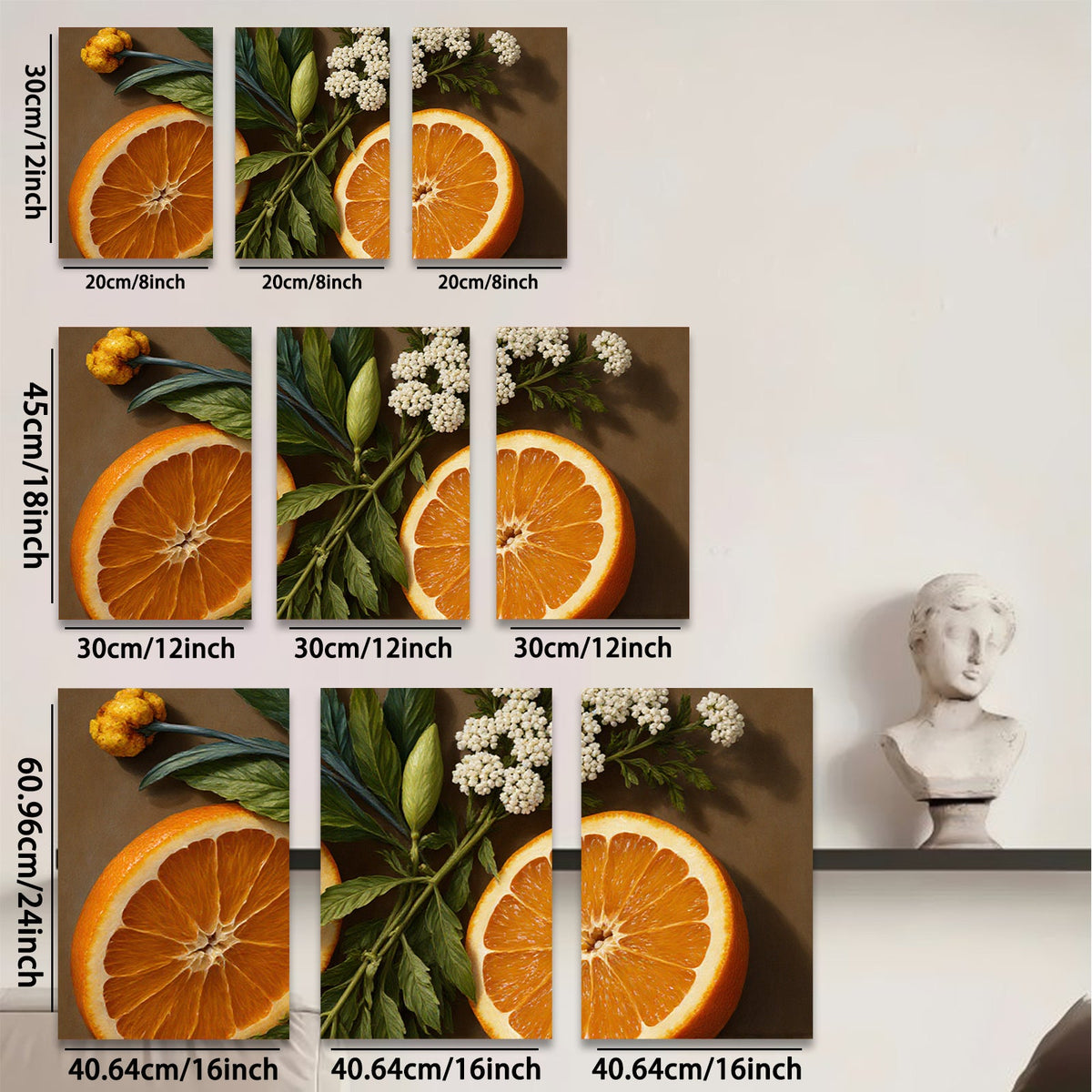 2D flat 1pc Citrus Bloom Still Life botanical wall art modern farmhouse kitchen dining room decor gallery wrapped canvas prints