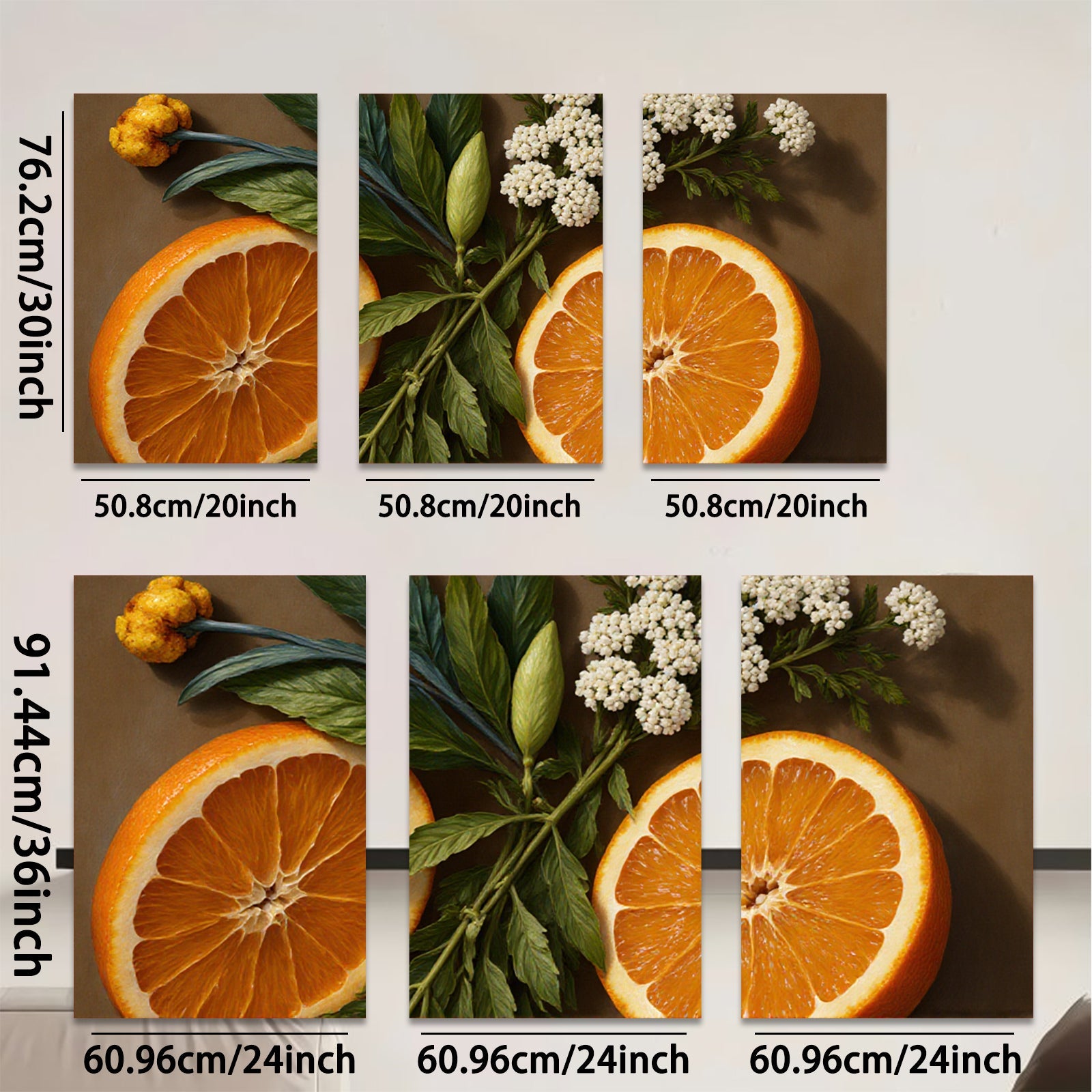 2D flat 1pc Citrus Bloom Still Life botanical wall art modern farmhouse kitchen dining room decor gallery wrapped canvas prints