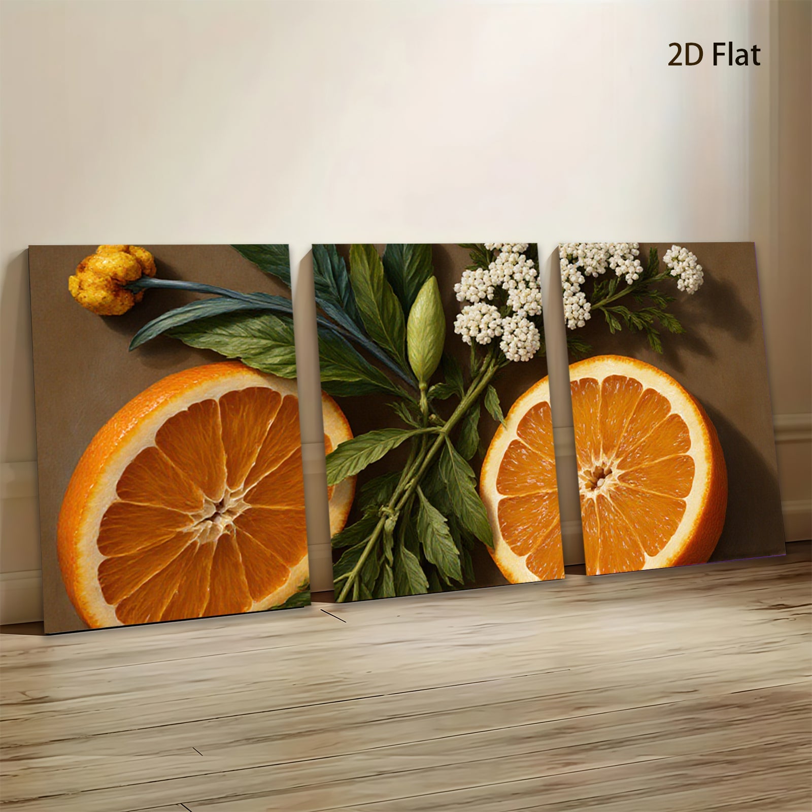 2D flat 1pc Citrus Bloom Still Life botanical wall art modern farmhouse kitchen dining room decor gallery wrapped canvas prints