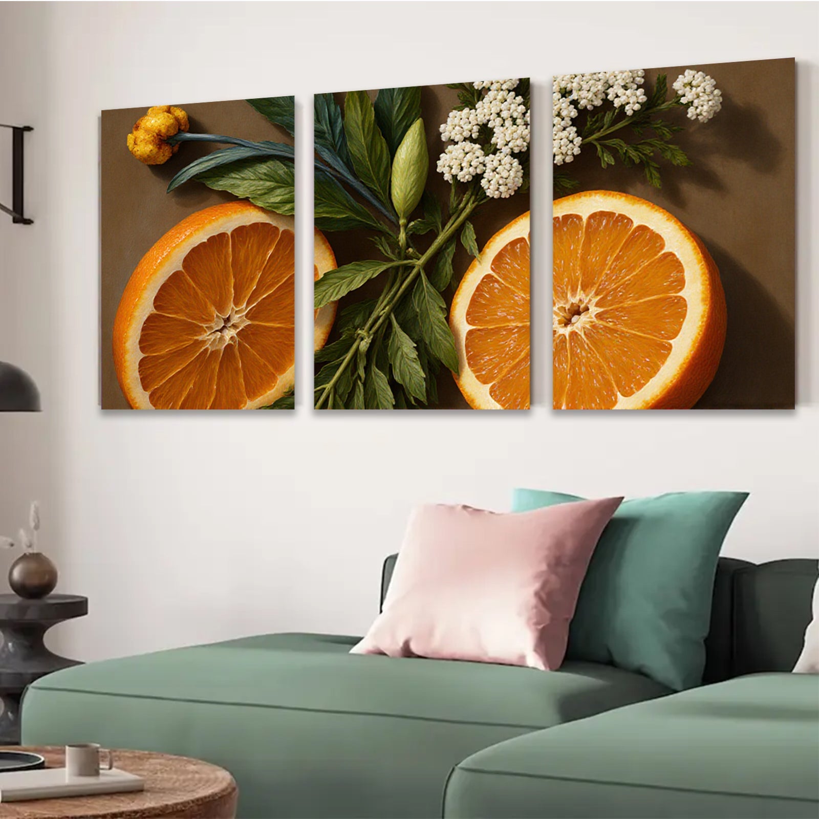 2D flat 1pc Citrus Bloom Still Life botanical wall art modern farmhouse kitchen dining room decor gallery wrapped canvas prints