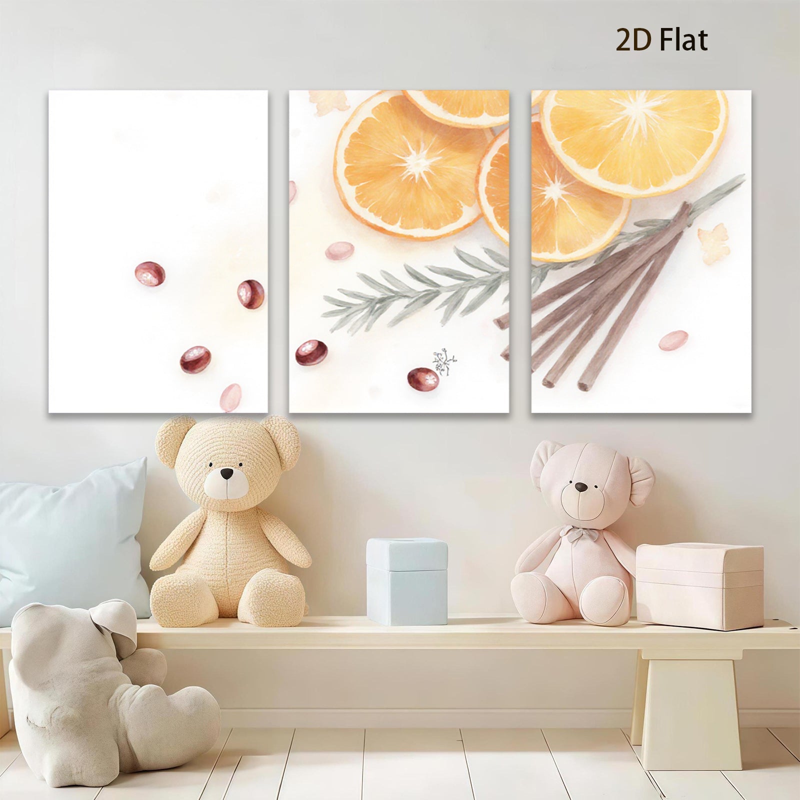2D flat 1pc Citrus Still Life Botanical Wall Art Modern Farmhouse Decor Living Room Bedroom Kitchen Dining Room Gallery Wrapped Canvas Print