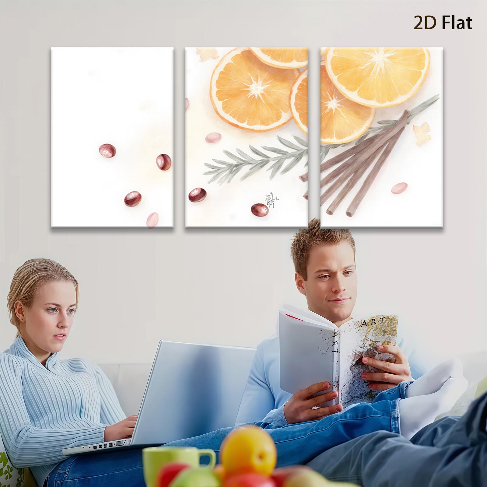2D flat 1pc Citrus Still Life Botanical Wall Art Modern Farmhouse Decor Living Room Bedroom Kitchen Dining Room Gallery Wrapped Canvas Print
