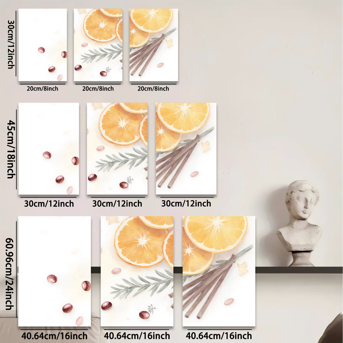 2D flat 1pc Citrus Still Life Botanical Wall Art Modern Farmhouse Decor Living Room Bedroom Kitchen Dining Room Gallery Wrapped Canvas Print