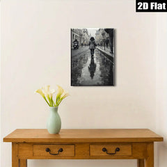 2D flat 1pc City Reflections Moody Street Scene Canvas Wall Art for Living Room Bedroom Decor Gallery Wrapped Modern Farmhouse Style
