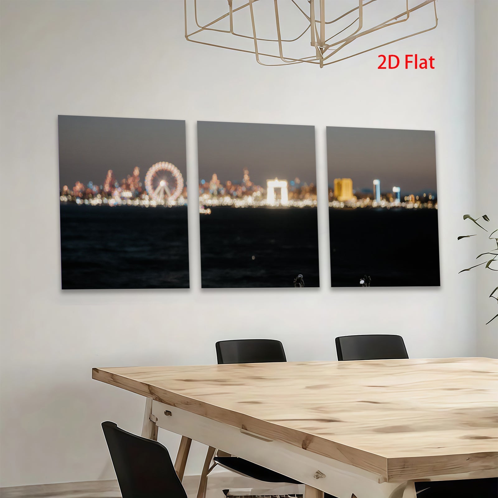 2D flat 1pc City Skyline Night View Wall Art Decor for Living Room Bedroom Modern Farmhouse Gallery Wrapped Canvas Prints Teal Navy Gold