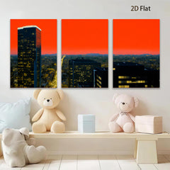 2D flat 1pc City Skyline at Dusk Modern Wall Art Living Room Bedroom Decor Gallery Wrapped Canvas Prints for Home Office Rustic Farmhouse Style