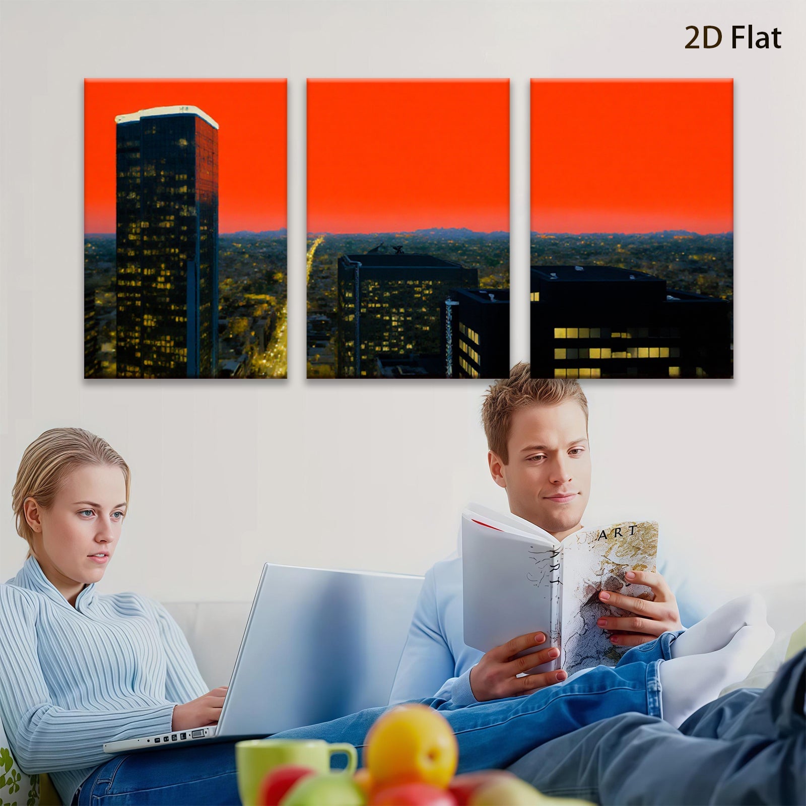 2D flat 1pc City Skyline at Dusk Modern Wall Art Living Room Bedroom Decor Gallery Wrapped Canvas Prints for Home Office Rustic Farmhouse Style