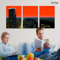 2D flat 1pc City Skyline at Dusk Modern Wall Art Living Room Bedroom Decor Gallery Wrapped Canvas Prints for Home Office Rustic Farmhouse Style