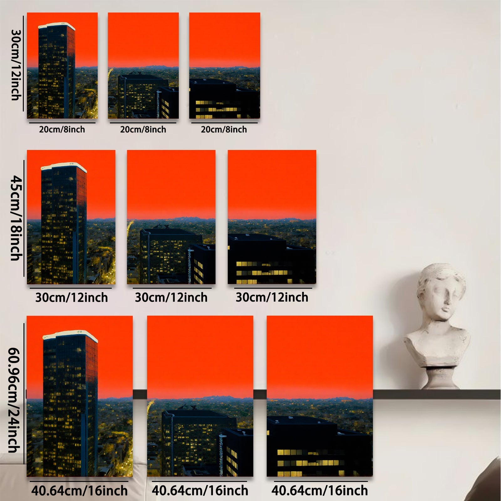 2D flat 1pc City Skyline at Dusk Modern Wall Art Living Room Bedroom Decor Gallery Wrapped Canvas Prints for Home Office Rustic Farmhouse Style