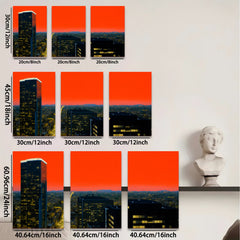 2D flat 1pc City Skyline at Dusk Modern Wall Art Living Room Bedroom Decor Gallery Wrapped Canvas Prints for Home Office Rustic Farmhouse Style