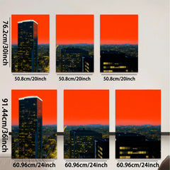 2D flat 1pc City Skyline at Dusk Modern Wall Art Living Room Bedroom Decor Gallery Wrapped Canvas Prints for Home Office Rustic Farmhouse Style