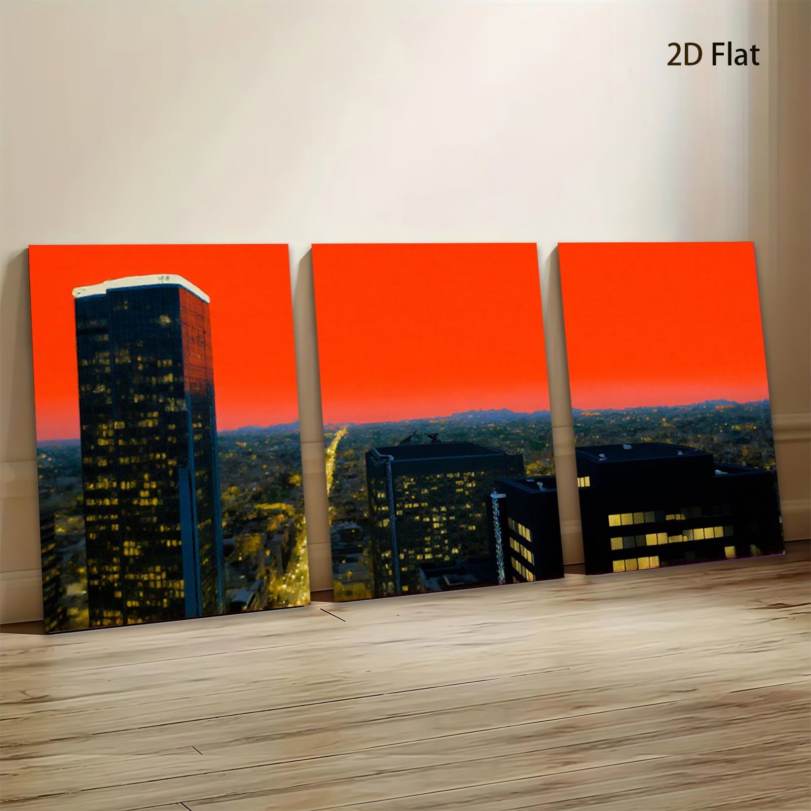 2D flat 1pc City Skyline at Dusk Modern Wall Art Living Room Bedroom Decor Gallery Wrapped Canvas Prints for Home Office Rustic Farmhouse Style