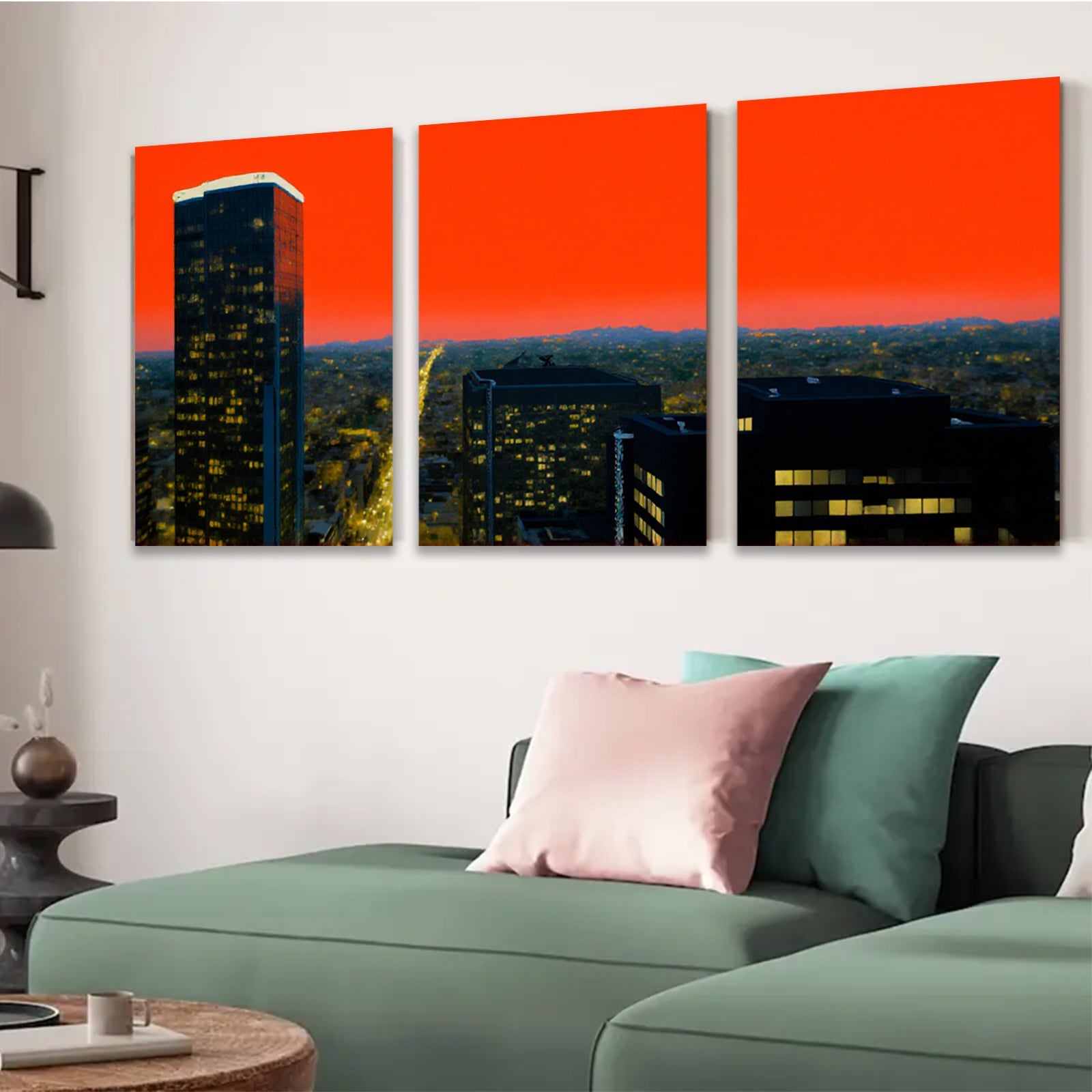 2D flat 1pc City Skyline at Dusk Modern Wall Art Living Room Bedroom Decor Gallery Wrapped Canvas Prints for Home Office Rustic Farmhouse Style