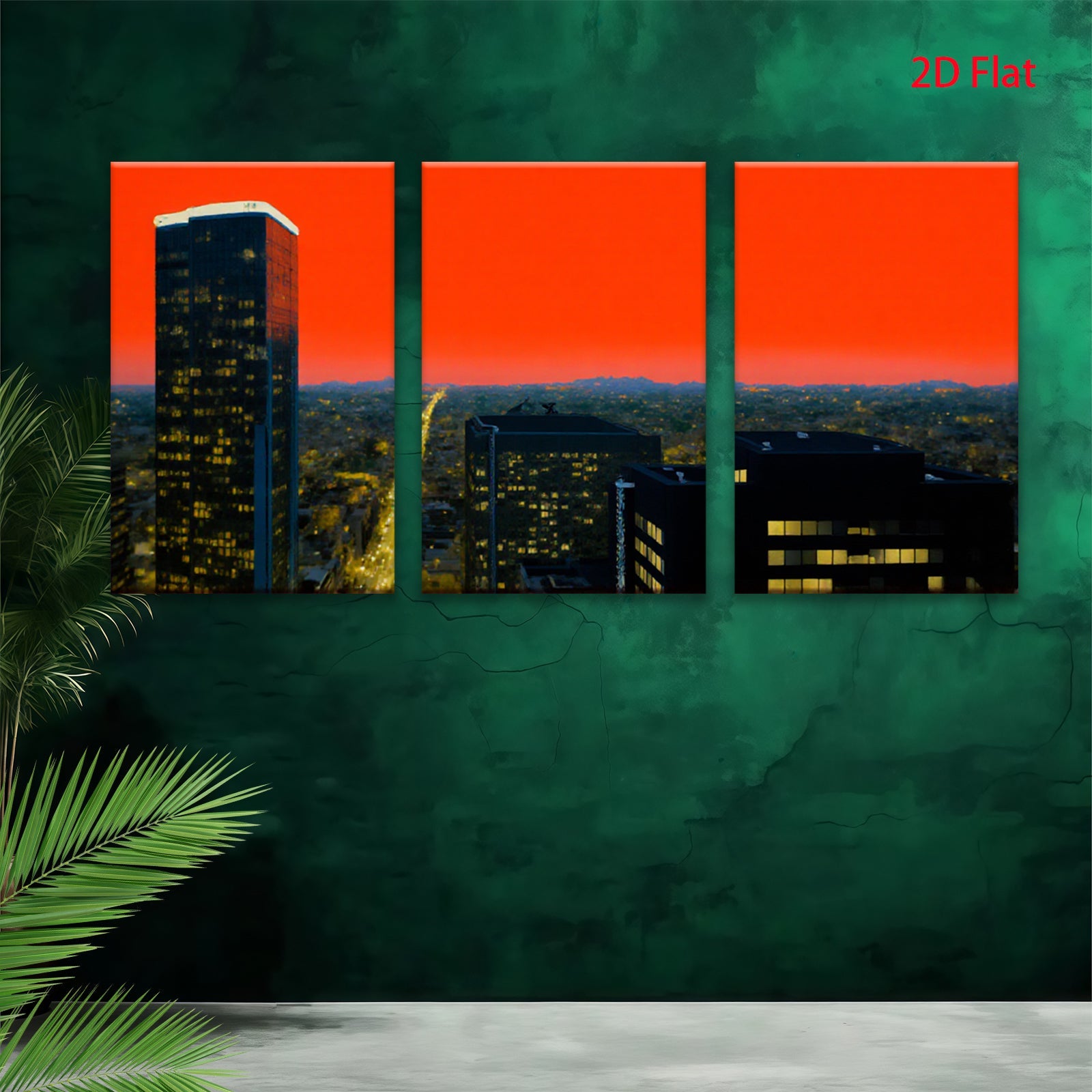 2D flat 1pc City Skyline at Dusk Modern Wall Art Living Room Bedroom Decor Gallery Wrapped Canvas Prints for Home Office Rustic Farmhouse Style