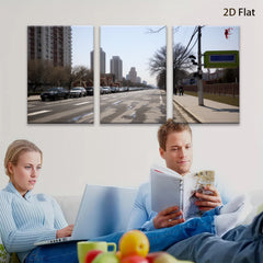 2D flat 1pc City Street View Modern Wall Art Canvas Prints for Living Room Bedroom Office Decor Farmhouse Style Gallery Wrapped Timeless Aesthetic