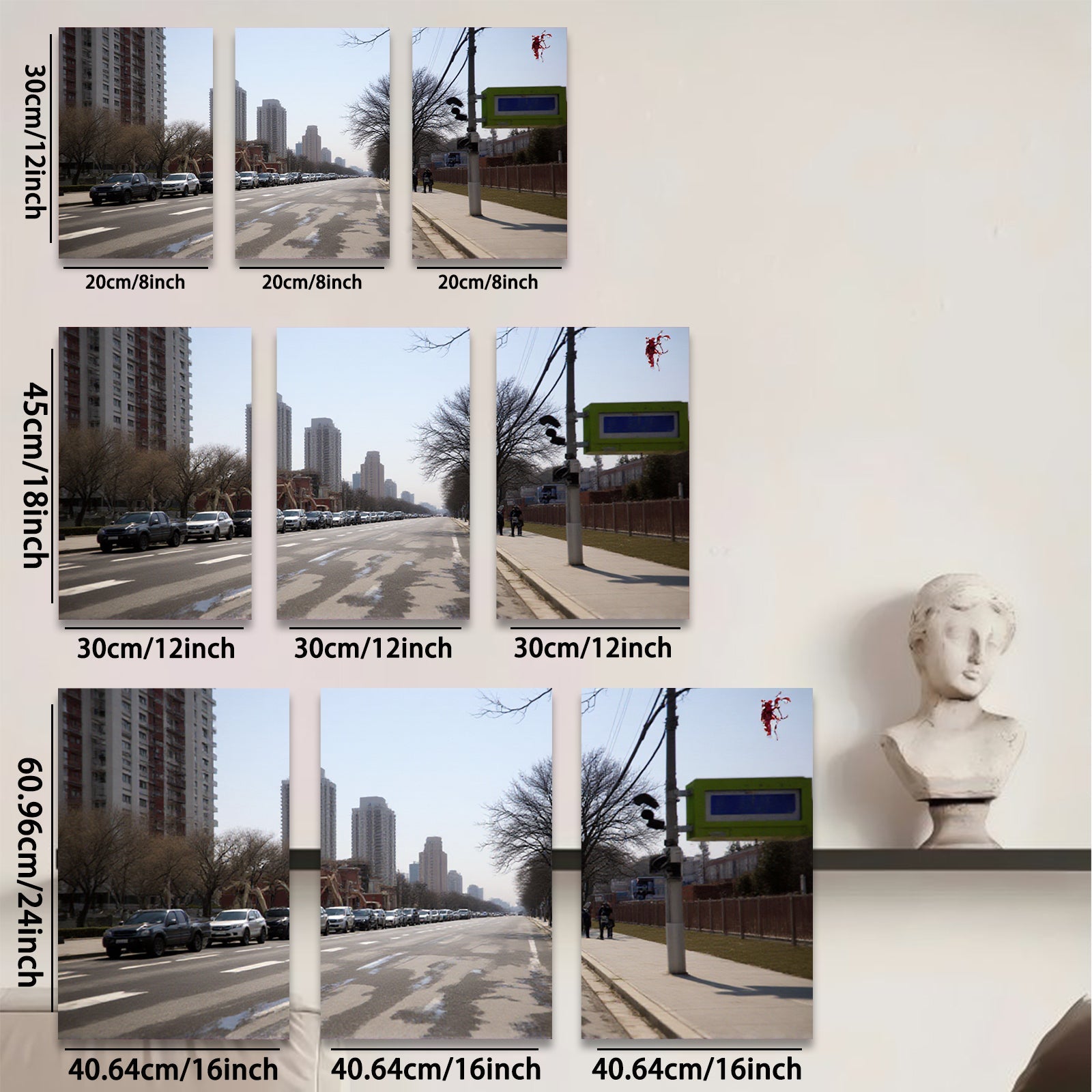 2D flat 1pc City Street View Modern Wall Art Canvas Prints for Living Room Bedroom Office Decor Farmhouse Style Gallery Wrapped Timeless Aesthetic