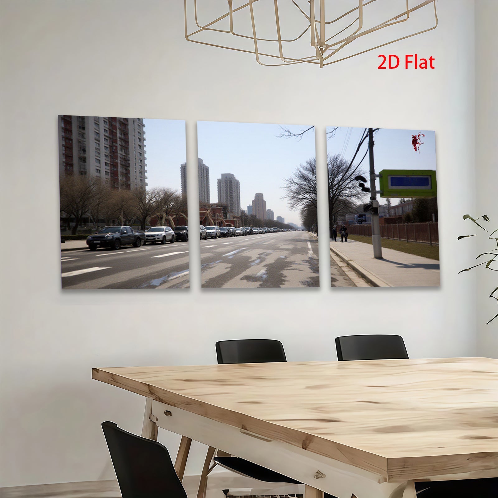 2D flat 1pc City Street View Modern Wall Art Canvas Prints for Living Room Bedroom Office Decor Farmhouse Style Gallery Wrapped Timeless Aesthetic