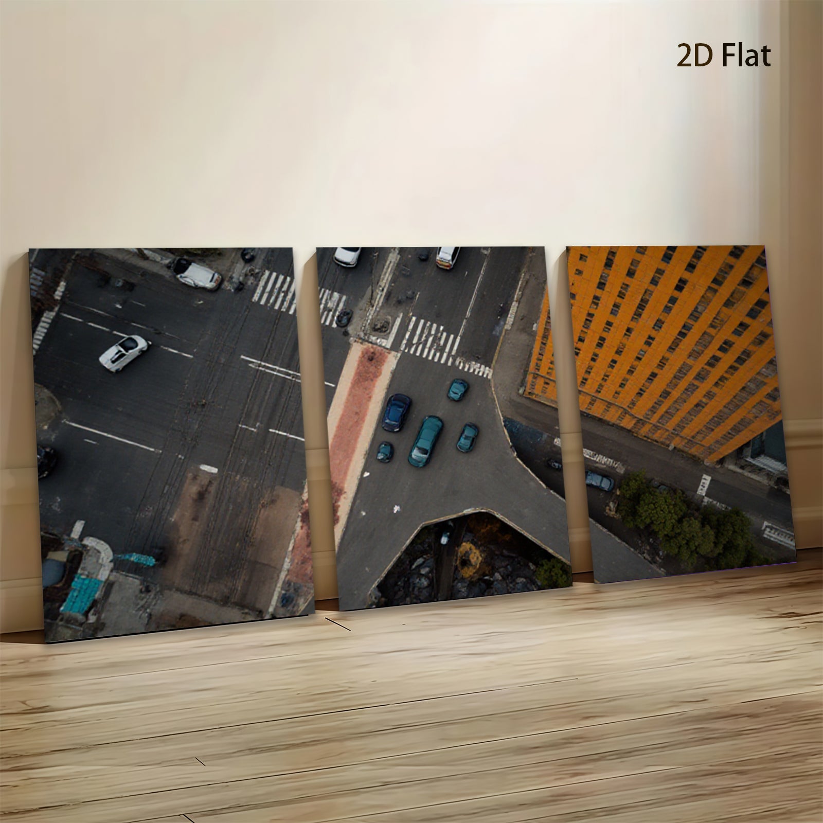 2D flat 1pc Cityscape Aerial View Modern Wall Art Living Room Bedroom Decor Gallery Wrapped Canvas Prints for Home Office Coastal Farmhouse Style