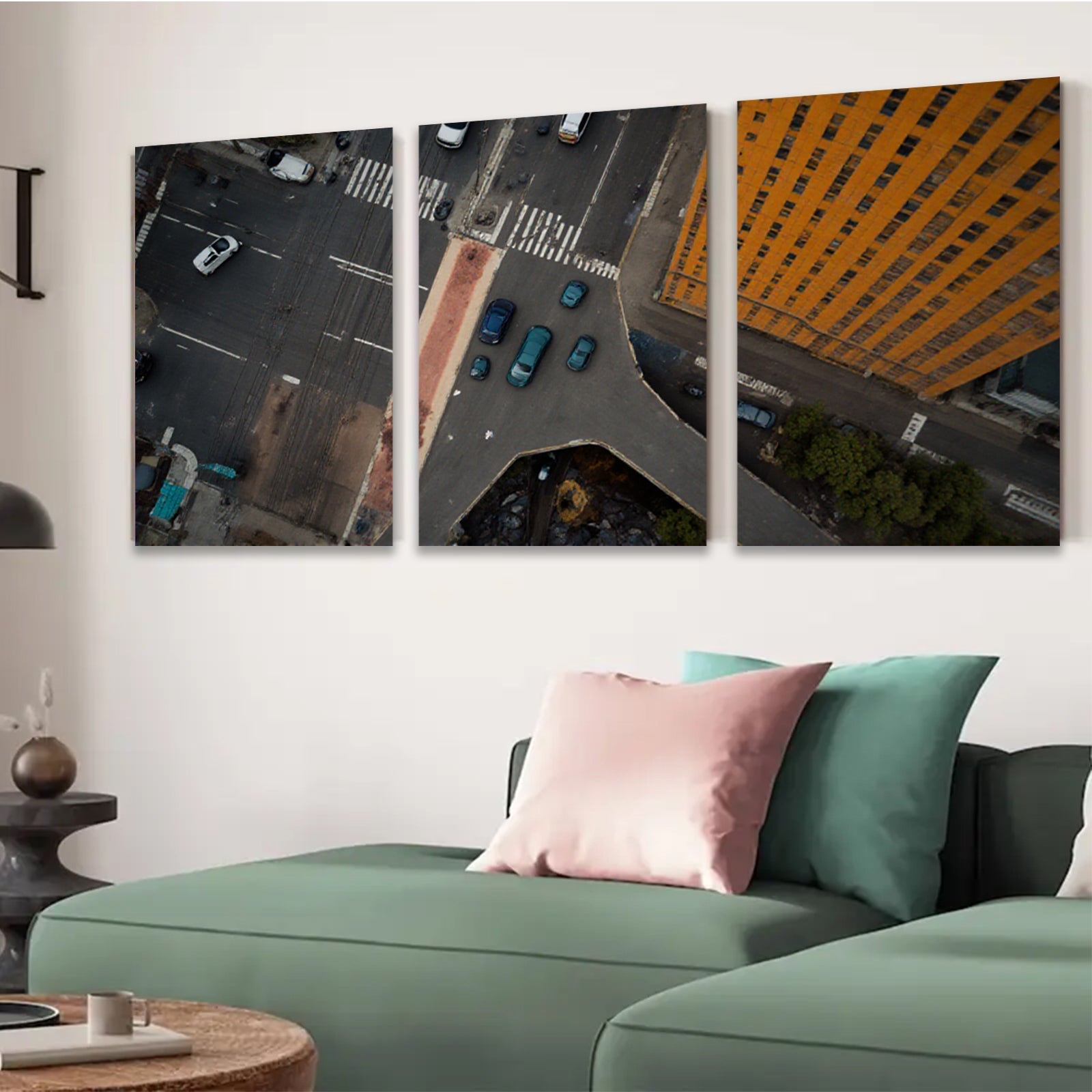 2D flat 1pc Cityscape Aerial View Modern Wall Art Living Room Bedroom Decor Gallery Wrapped Canvas Prints for Home Office Coastal Farmhouse Style