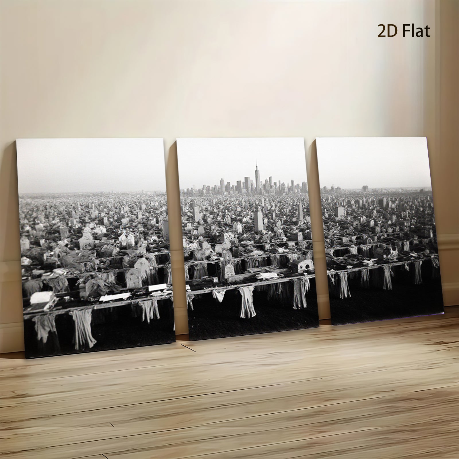 2D flat 1pc Cityscape Laundry Day Vibrant Wall Art Modern Farmhouse Decor Living Room Bedroom Gallery Wrapped Canvas Prints
