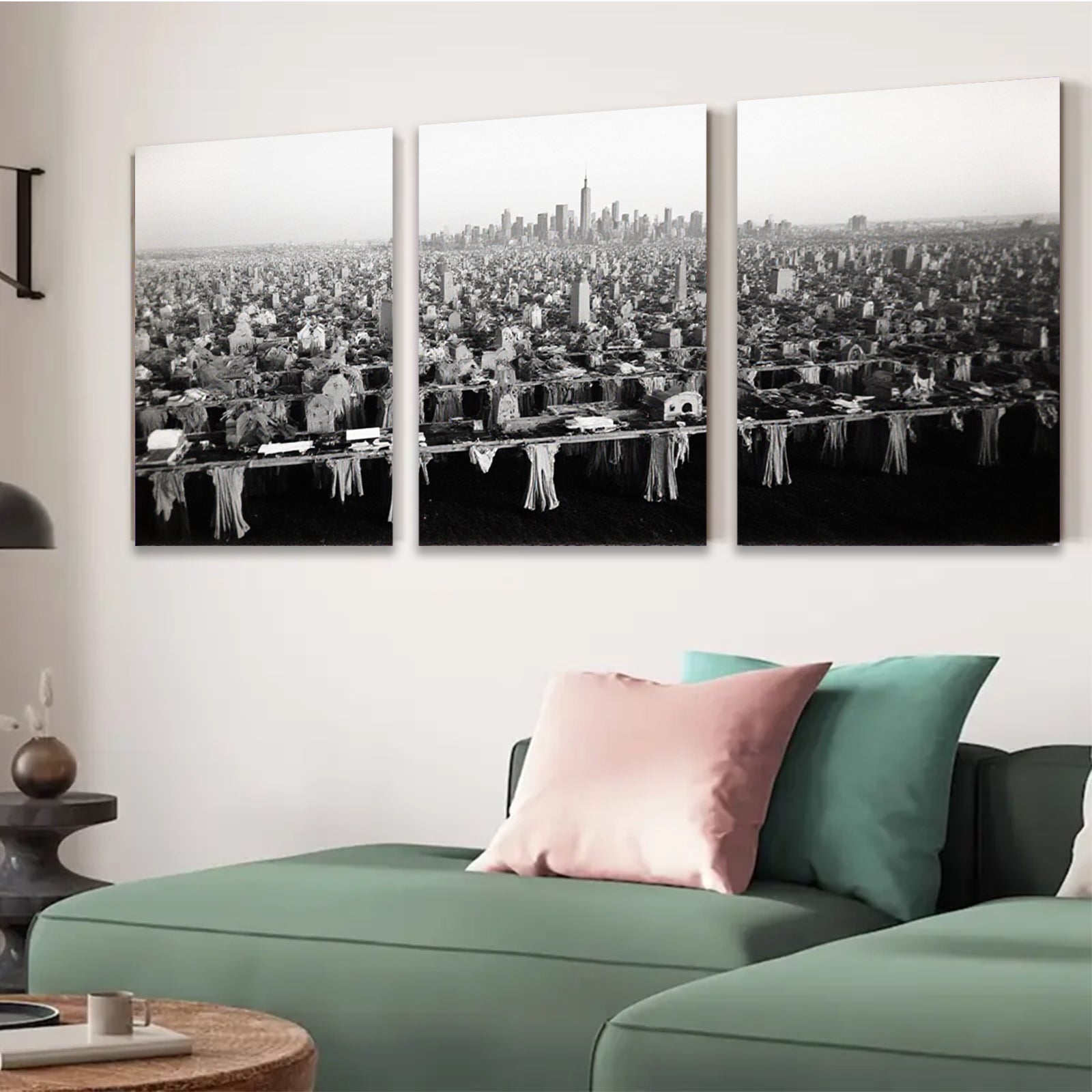 2D flat 1pc Cityscape Laundry Day Vibrant Wall Art Modern Farmhouse Decor Living Room Bedroom Gallery Wrapped Canvas Prints