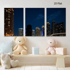 2D flat 1pc Cityscape Night View Modern Wall Art Living Room Bedroom Decor Home Office Canvas Prints Ready to Hang Farmhouse Style
