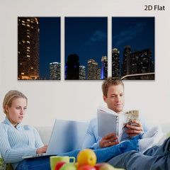 2D flat 1pc Cityscape Night View Modern Wall Art Living Room Bedroom Decor Home Office Canvas Prints Ready to Hang Farmhouse Style