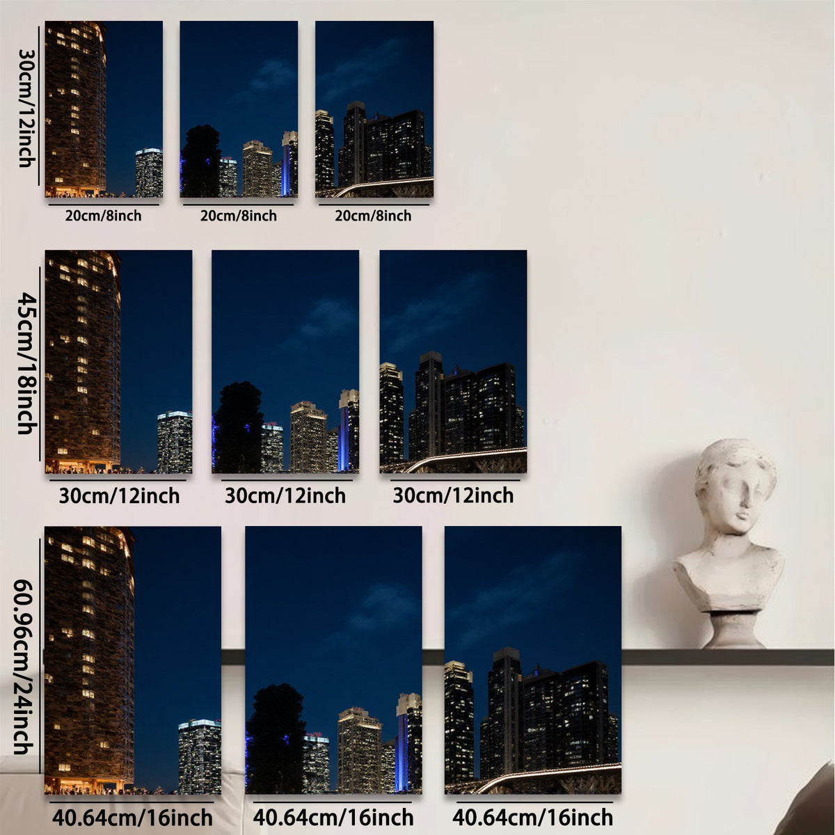 2D flat 1pc Cityscape Night View Modern Wall Art Living Room Bedroom Decor Home Office Canvas Prints Ready to Hang Farmhouse Style