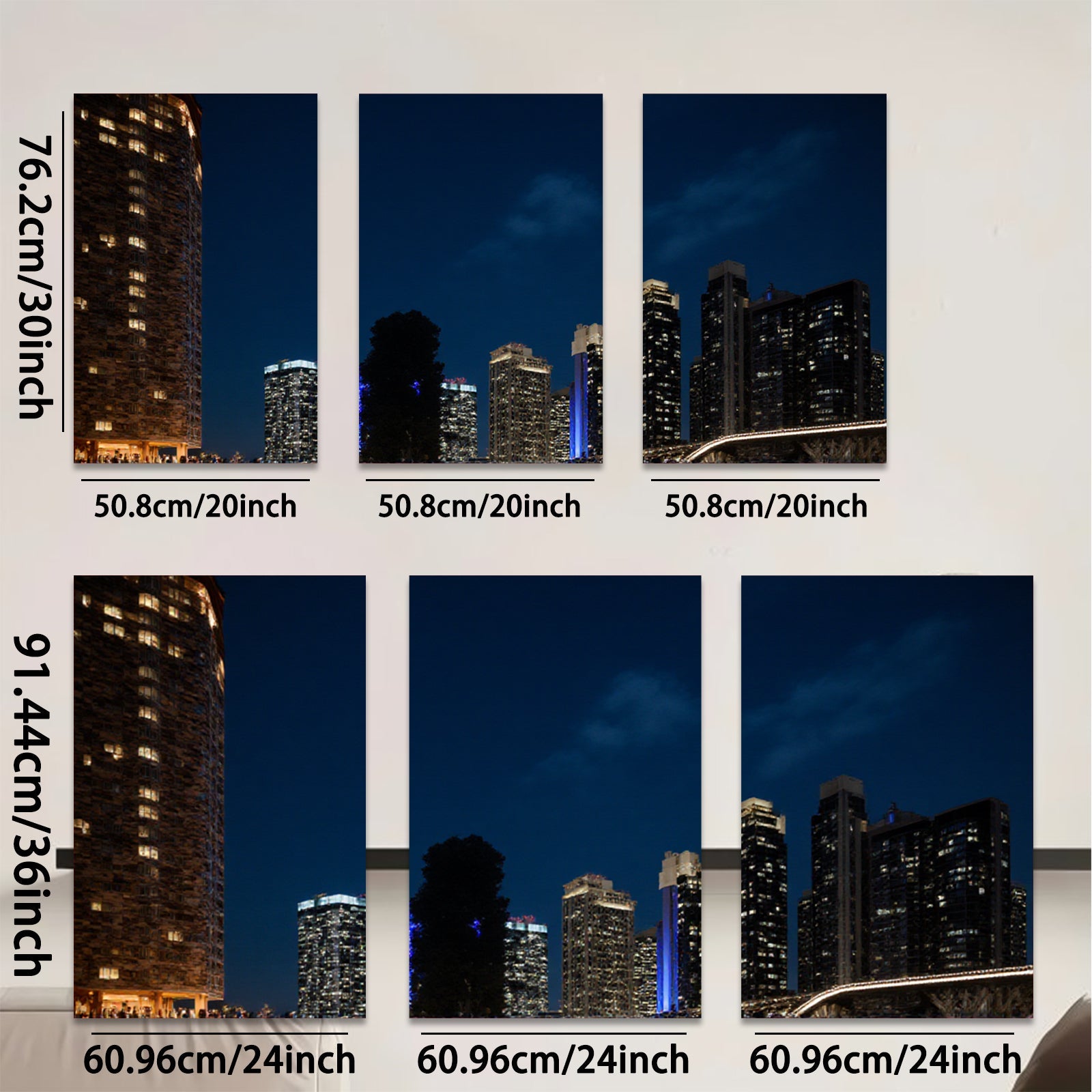 2D flat 1pc Cityscape Night View Modern Wall Art Living Room Bedroom Decor Home Office Canvas Prints Ready to Hang Farmhouse Style