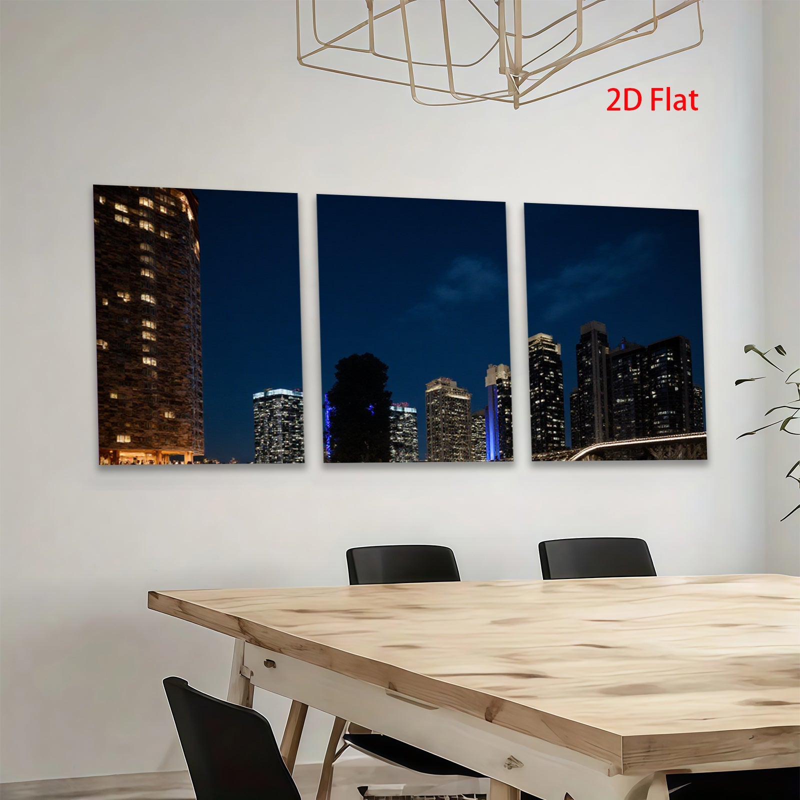 2D flat 1pc Cityscape Night View Modern Wall Art Living Room Bedroom Decor Home Office Canvas Prints Ready to Hang Farmhouse Style